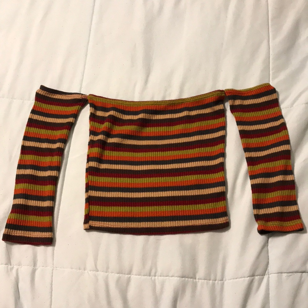 striped off the shoulder crop top